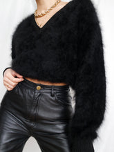 Load image into Gallery viewer, Black angora knitted jumper