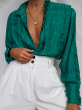 Load image into Gallery viewer, "Valiani" green silkblouse