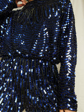 Load image into Gallery viewer, Blue sequin playsuits