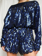 Load image into Gallery viewer, Blue sequin playsuits
