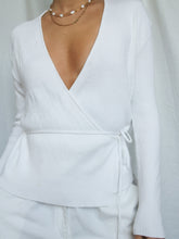 Load image into Gallery viewer, "Kahan" white wrap top