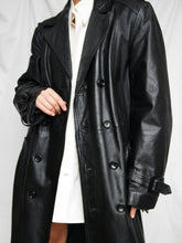 Load image into Gallery viewer, black leather trench coat
