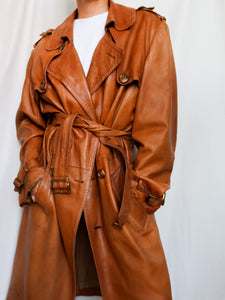 Camel leather trench