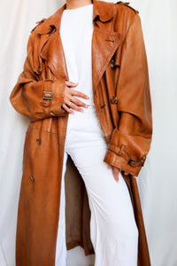 Camel leather trench