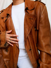 Load image into Gallery viewer, Camel leather trench
