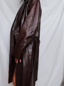 "Brownie" leather trench coat