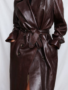 "Brownie" leather trench coat