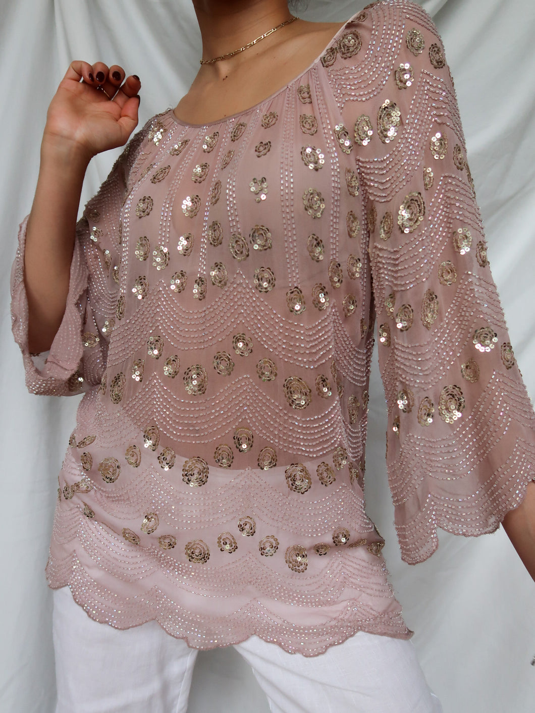 ANTIK BATIK silk & pearls top