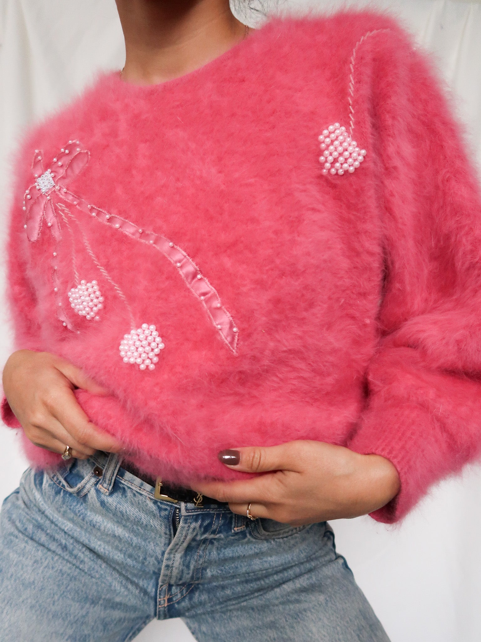 Pink angora jumper best sale