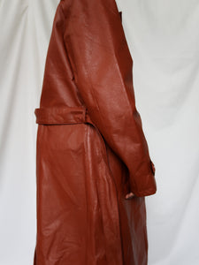 "Pumpkin spice" leather trench coat