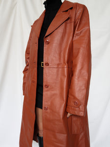 "Pumpkin spice" leather trench coat