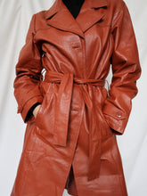 Load image into Gallery viewer, &quot;Pumpkin spice&quot; leather trench coat
