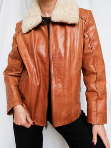 "Ava" camel leather jacket