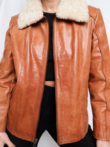 "Ava" camel leather jacket