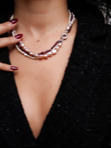 "Anastasia" pearls silver necklace
