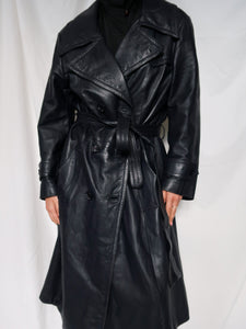 "Navy" leather trench coat