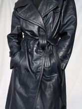 Load image into Gallery viewer, &quot;Navy&quot; leather trench coat
