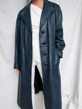 Load image into Gallery viewer, Denim blue leather trench
