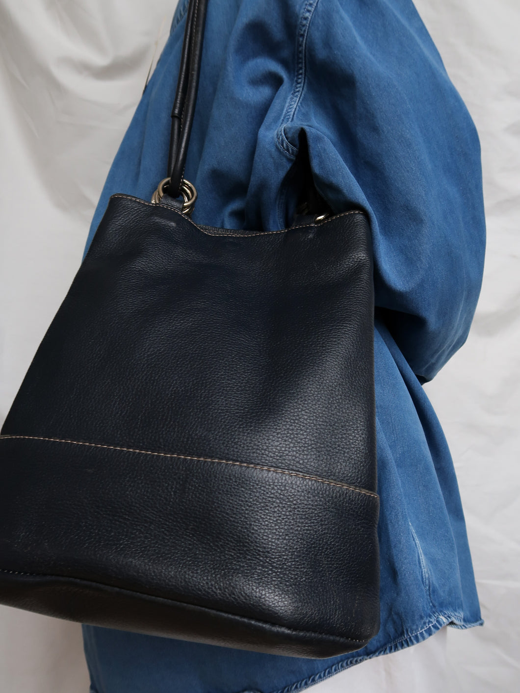 Leather bucket bag