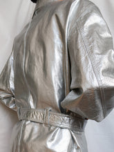 Load image into Gallery viewer, « Silver » metallic leather jacket
