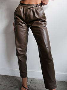 Brown leather pants