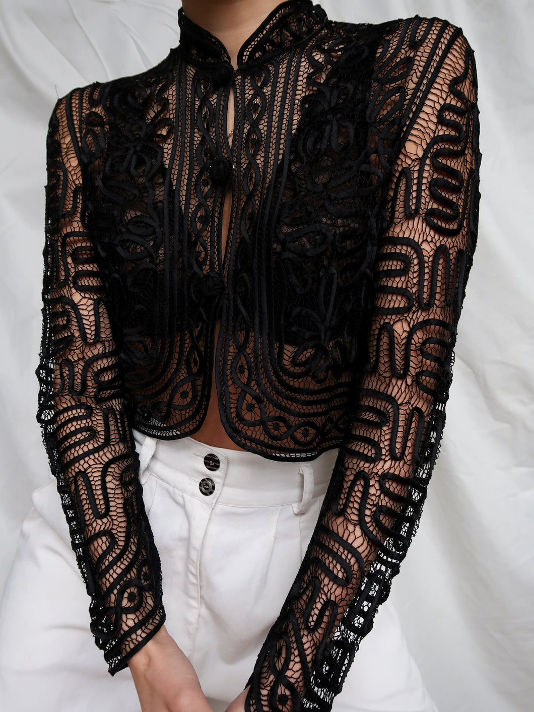 Black embroidery top