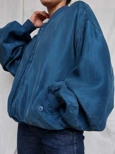 Petrol blue silk bombers