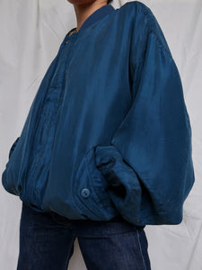 Petrol blue silk bombers