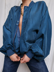 Petrol blue silk bombers