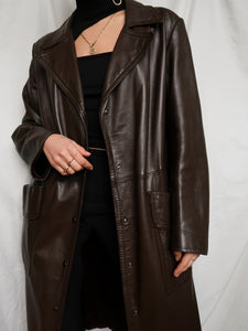 Brown leather coat