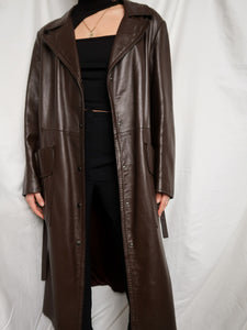 Brown leather coat