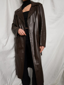 Brown leather coat