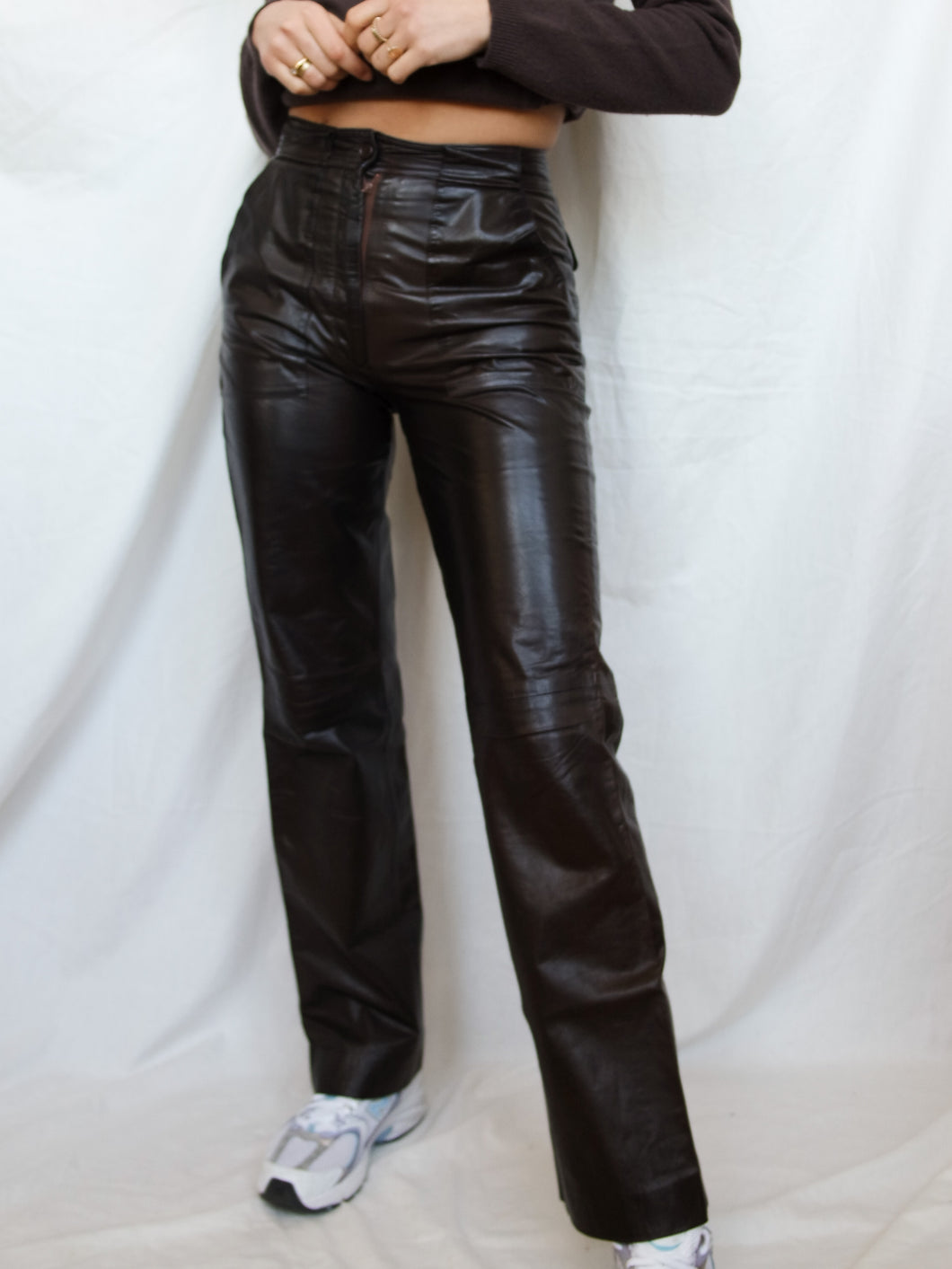 Brown leather pants