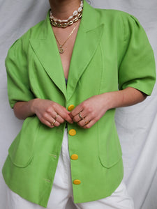 Green short sleeves tailored vest