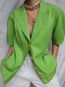Green short sleeves tailored vest