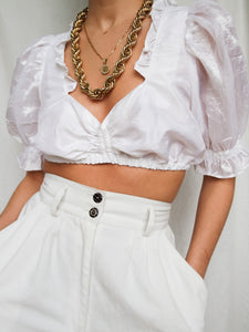 "Romance" white top