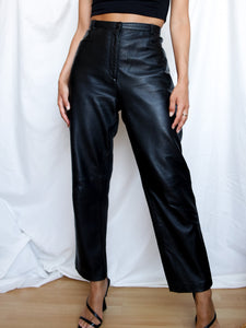 "Alma" black leather pants - lallasshop