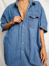 Load image into Gallery viewer, Denim short sleeves shirt (XL) - lallasshop
