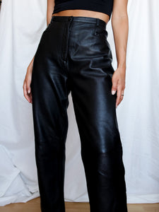 "Alma" black leather pants - lallasshop