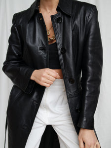 "Jane" Leather black coat