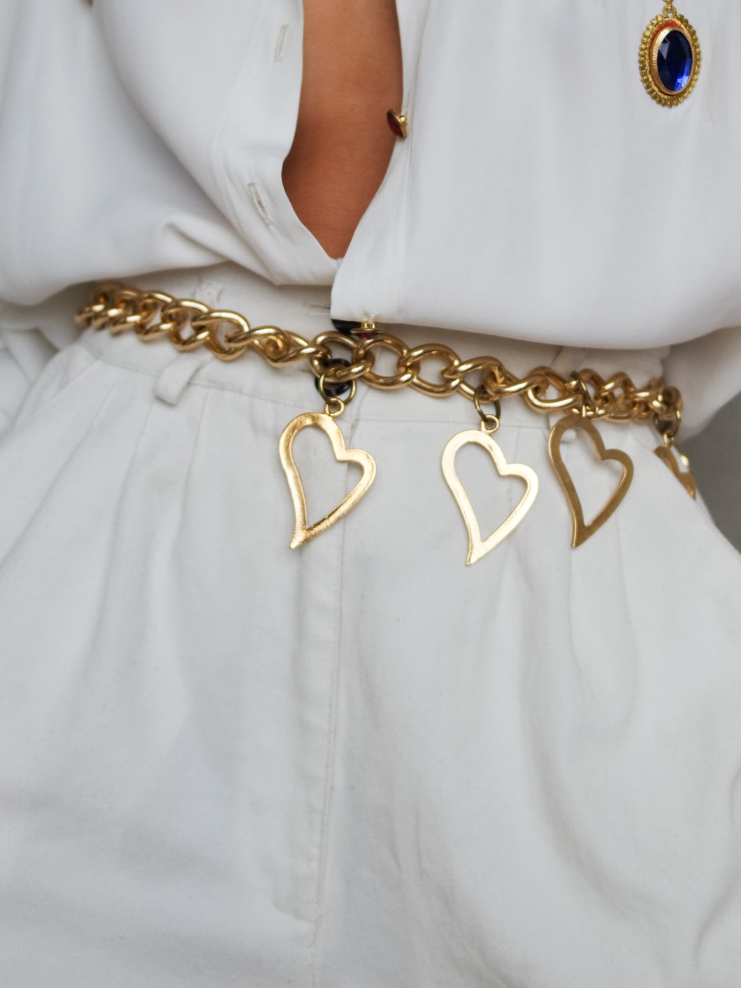 Heart gold metal belt