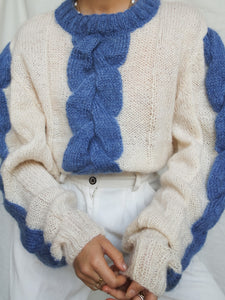 Blue twist knitted jumper