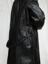 Load image into Gallery viewer, black leather trench coat
