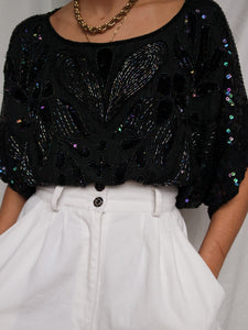 "Mary" silk sequin and pearl shirt