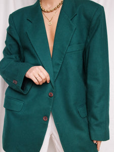 Wool and cashmere green blazer