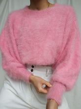 Load image into Gallery viewer, Pink angora knitted jumper
