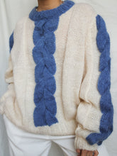 Load image into Gallery viewer, Blue twist knitted jumper
