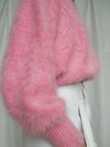 Pink angora knitted jumper