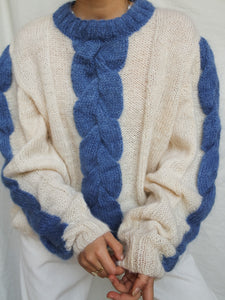 Blue twist knitted jumper