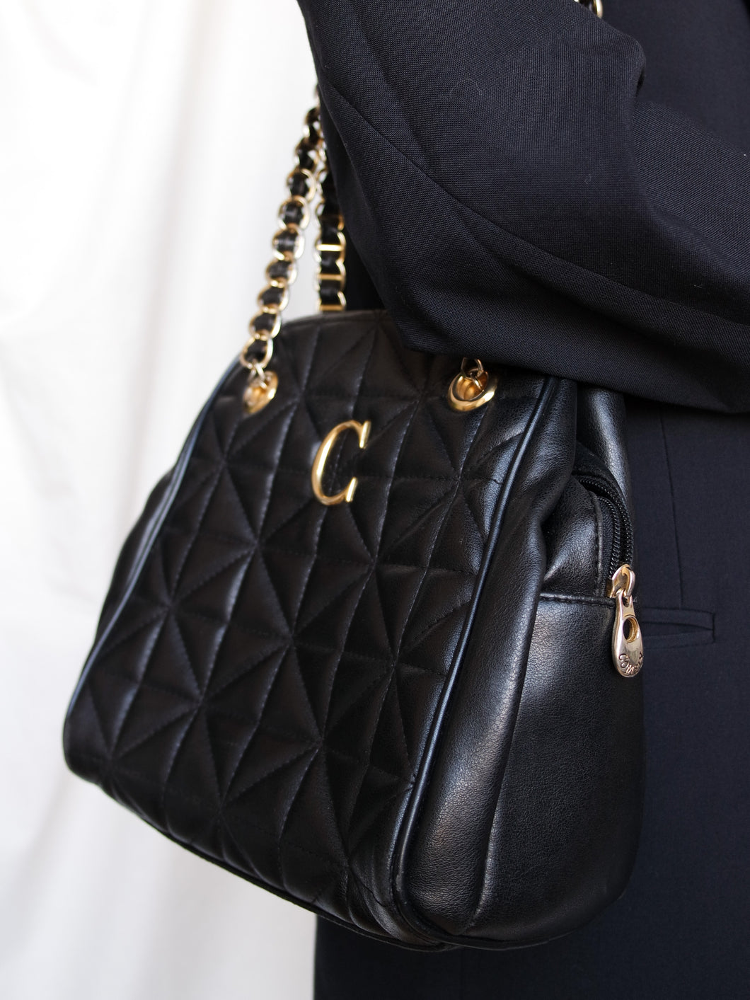 Black quilted bag